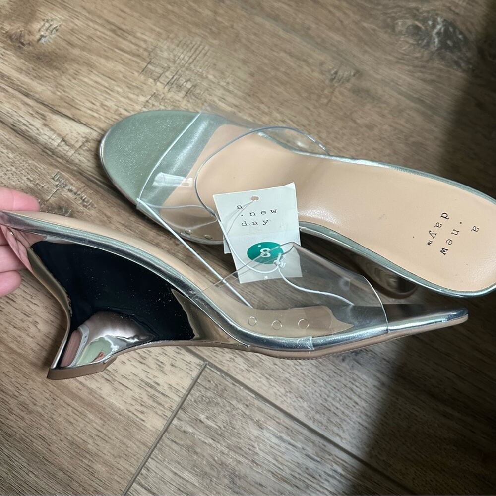 NWT!! A New Day Silver Women's Wedge Shoes, High Heels, Formal, Size‎ 8 - Picture 12 of 14
